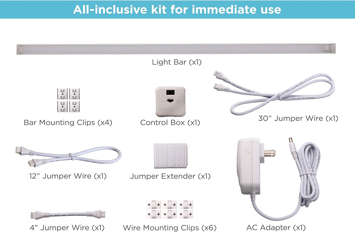 BLACK+DECKER PUREOPTICS LED Under-Cabinet Dimmable Linkable Lighting Kit