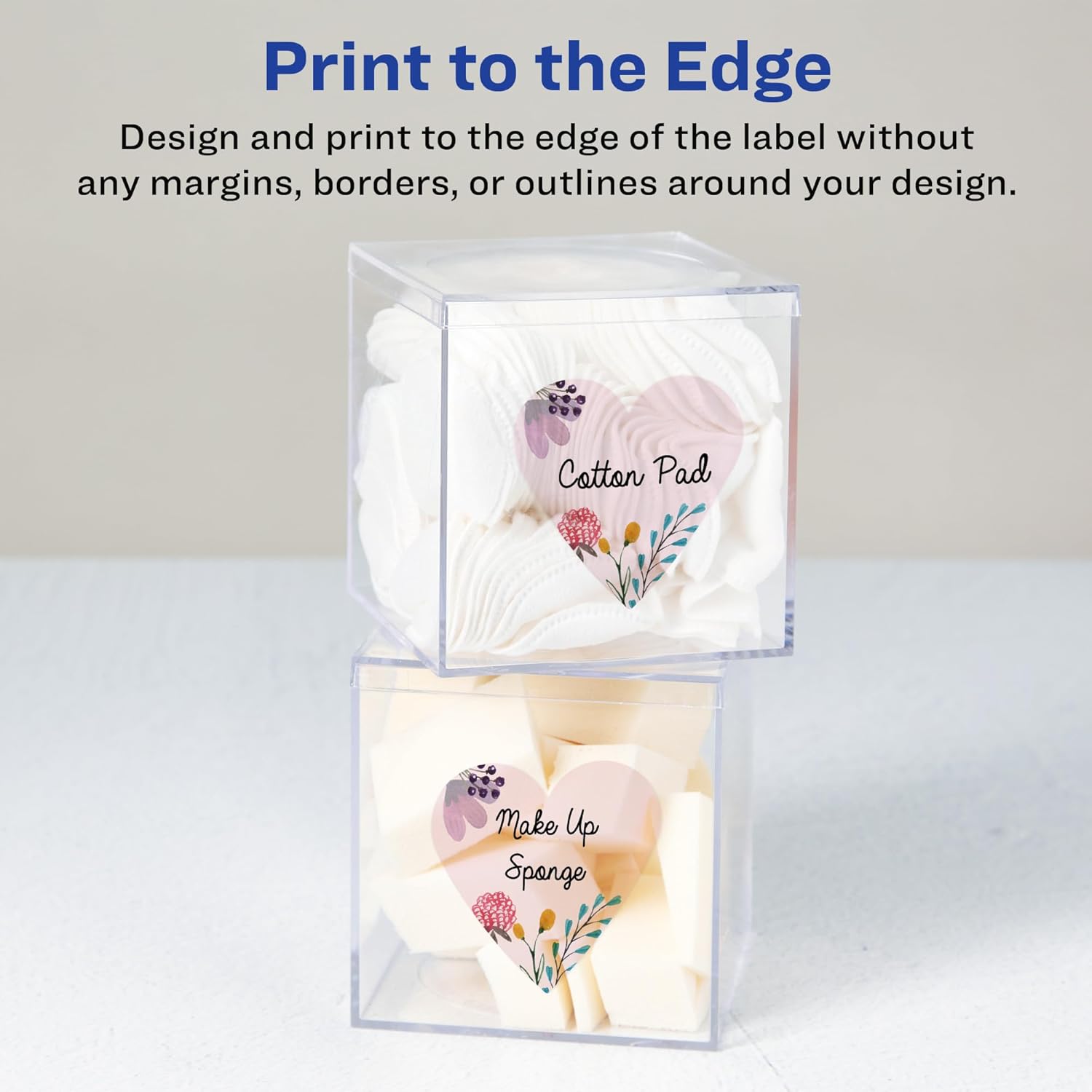 Avery Glossy Clear Heart Labels, Sure Feed Technology, 1.5" x 1.5", 200 Glossy Clear Labels, Print-to-The-Edge