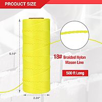 Goldblatt Mason Line, 500 Feet #18 Braided Nylon String Line, Nylon Twine for Gardening or Masonry Tools