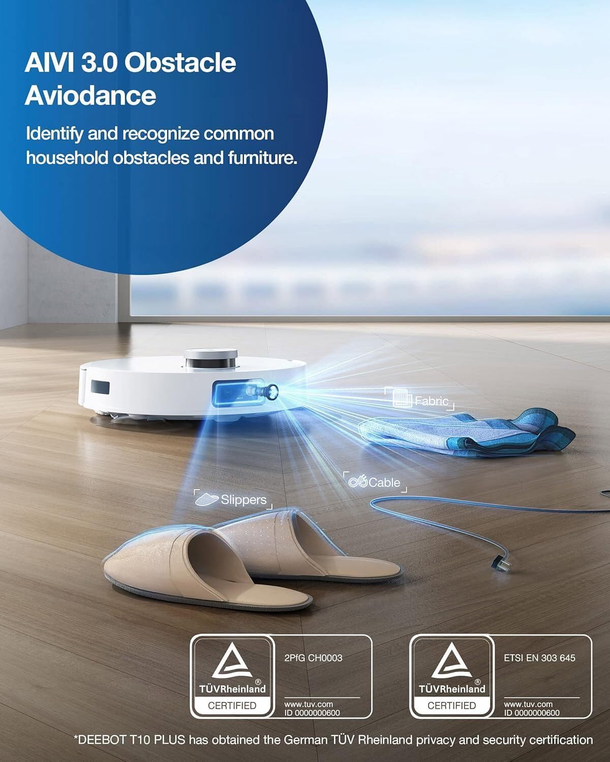 Ecovacs Deebot T10 Plus Robot Vacuum Cleaner - 3000Pa, 260min Runtime