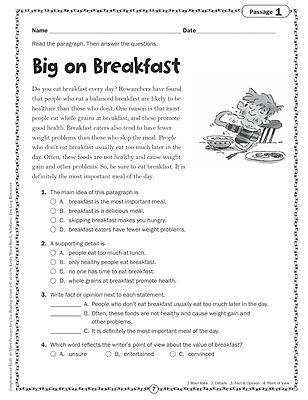 Scholastic Comprehension Skills: 40 Short Passages For Close Reading, Grade 5