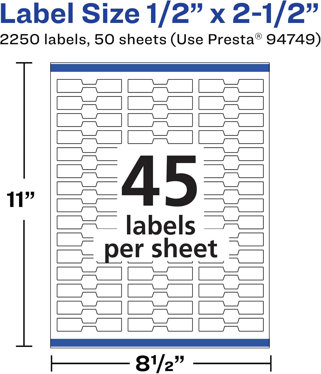 AVERY Matte White Barbell Labels, Sure Feed Technology, 0.5" x 2.5"