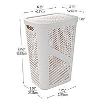 Mind Reader Slim Laundry Hamper with Lid, 60L Ventilated Plastic
