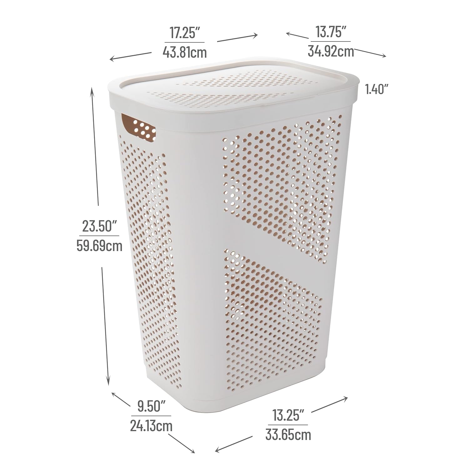 Mind Reader Slim Laundry Hamper with Lid, 60L Ventilated Plastic