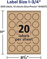 Avery Kraft Brown Starburst Labels, Sure Feed Technology, 1.75", 300 Kraft Brown Labels, Print-to-The-Edge, Laser/Inkjet Printable 300 labels