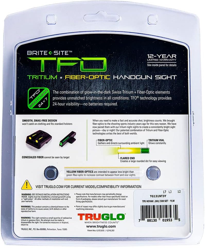 TRUGLO TFO Tritium & Fiber-Optic Handgun Sight Set for 1911
