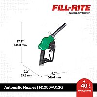 Fill-Rite N100DAU13G 1” 3 to 40 GPM Automatic Fuel Transfer Nozzle - Compatible with Gasoline, Diesel, Biodiesel up to B20