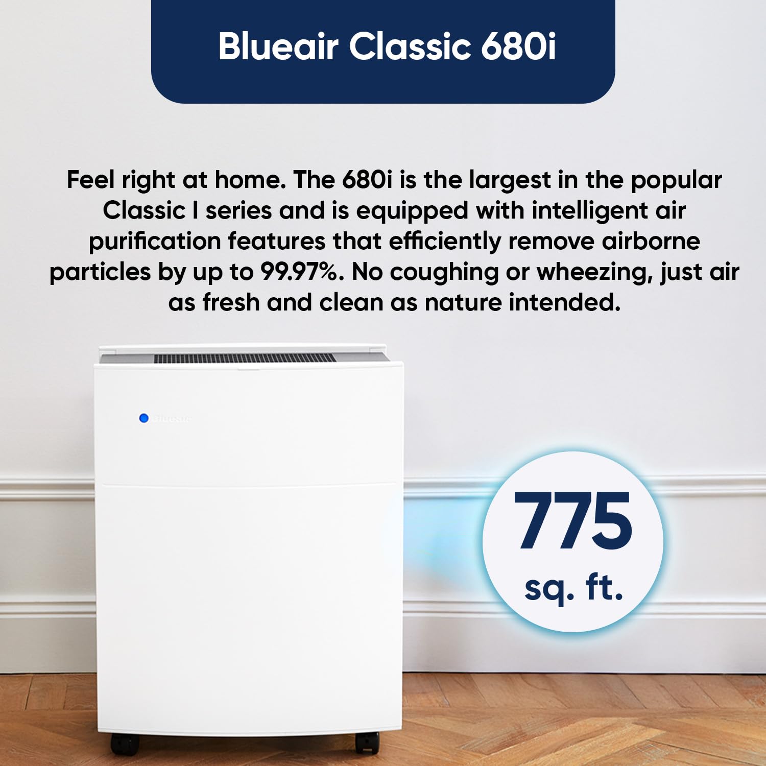 Blueair Classic 680i Air Purifier with Particle Filter Cleans 775 sq. ft. and Wifi App Module