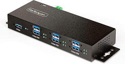 StarTech.com 7-Port Managed USB Hub with 7X USB-A, Heavy Duty with Metal Industrial Housing, ESD & Surge Protection