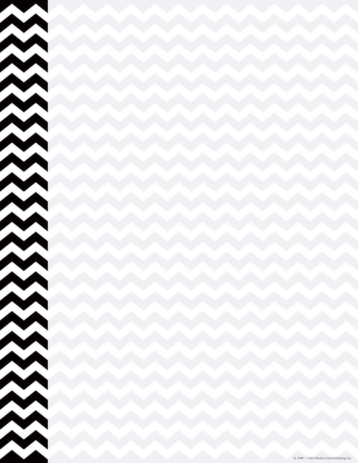 Barker Creek Designer Computer Paper, Black Chevron, 8.5” x 11”, Decorative Printer Paper, Stationery, 50 Sheets per Pkg