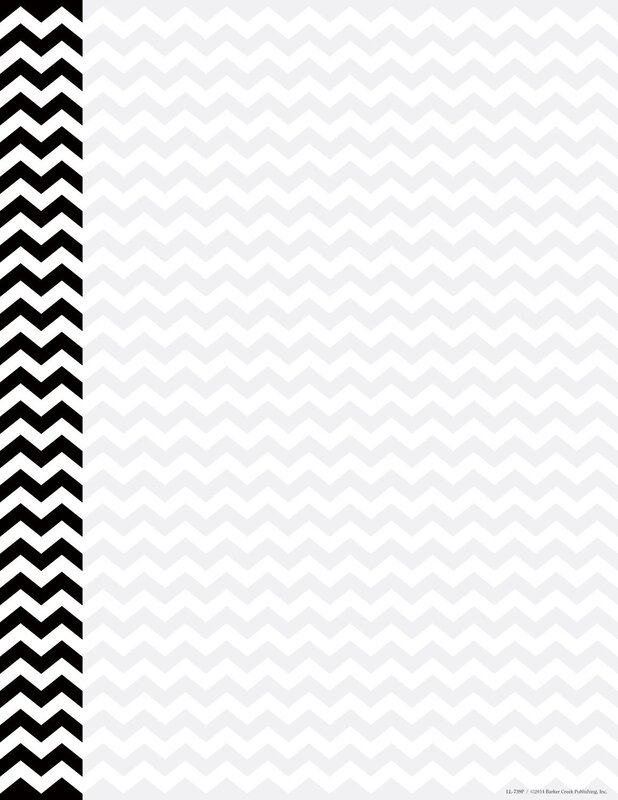 Barker Creek Designer Computer Paper, Black Chevron, 8.5” x 11”, Decorative Printer Paper, Stationery, 50 Sheets per Pkg