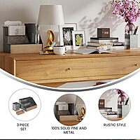 Flash Furniture Comerford 3-Piece Metal and Wood Organizer Set