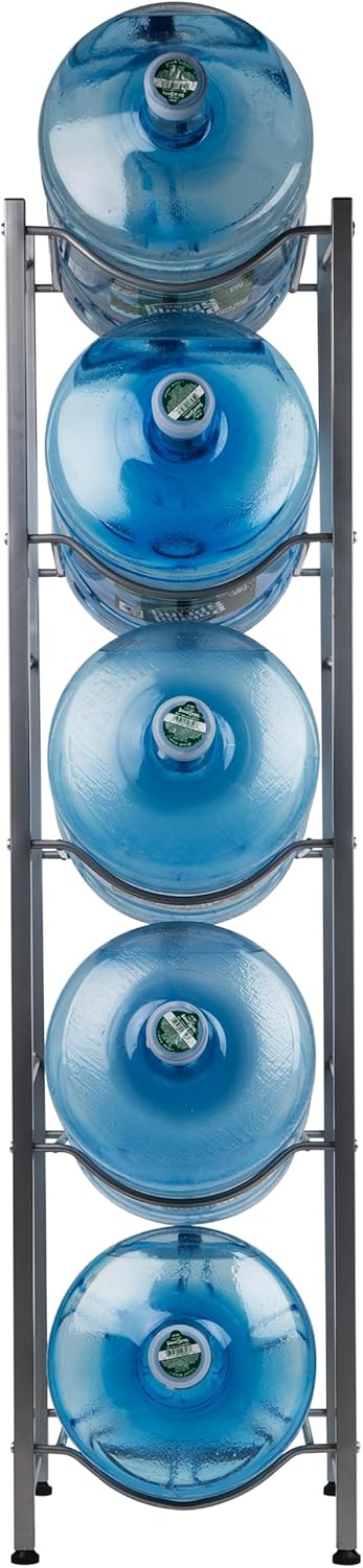 MIND READER 5 Gallon Water Jug Stand, Water Bottle Holder, Water Cooler Rack, Metal, Silver