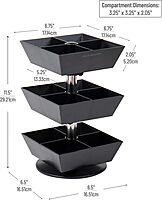 Mind Reader Tea Bag Carousel, 3-Tier 12-Compartment Countertop Organizer, 6.75" L x 6.75" W x 11.5" H, Black