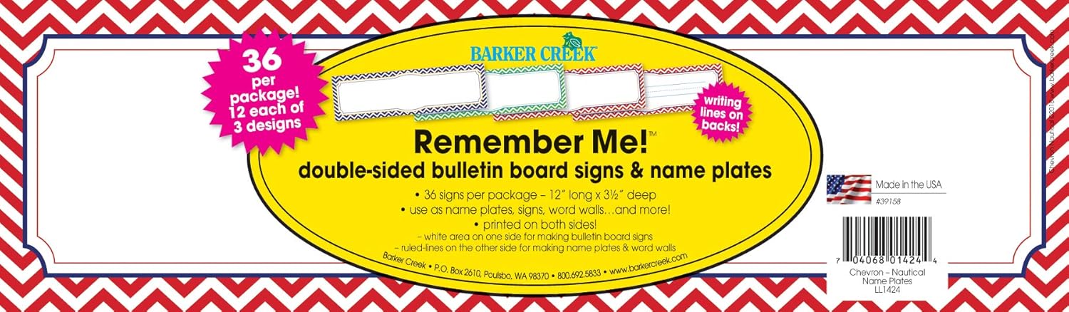 BARKER CREEK Double-Sided Desk Nameplates & Bulletin Board Signs, Chevron