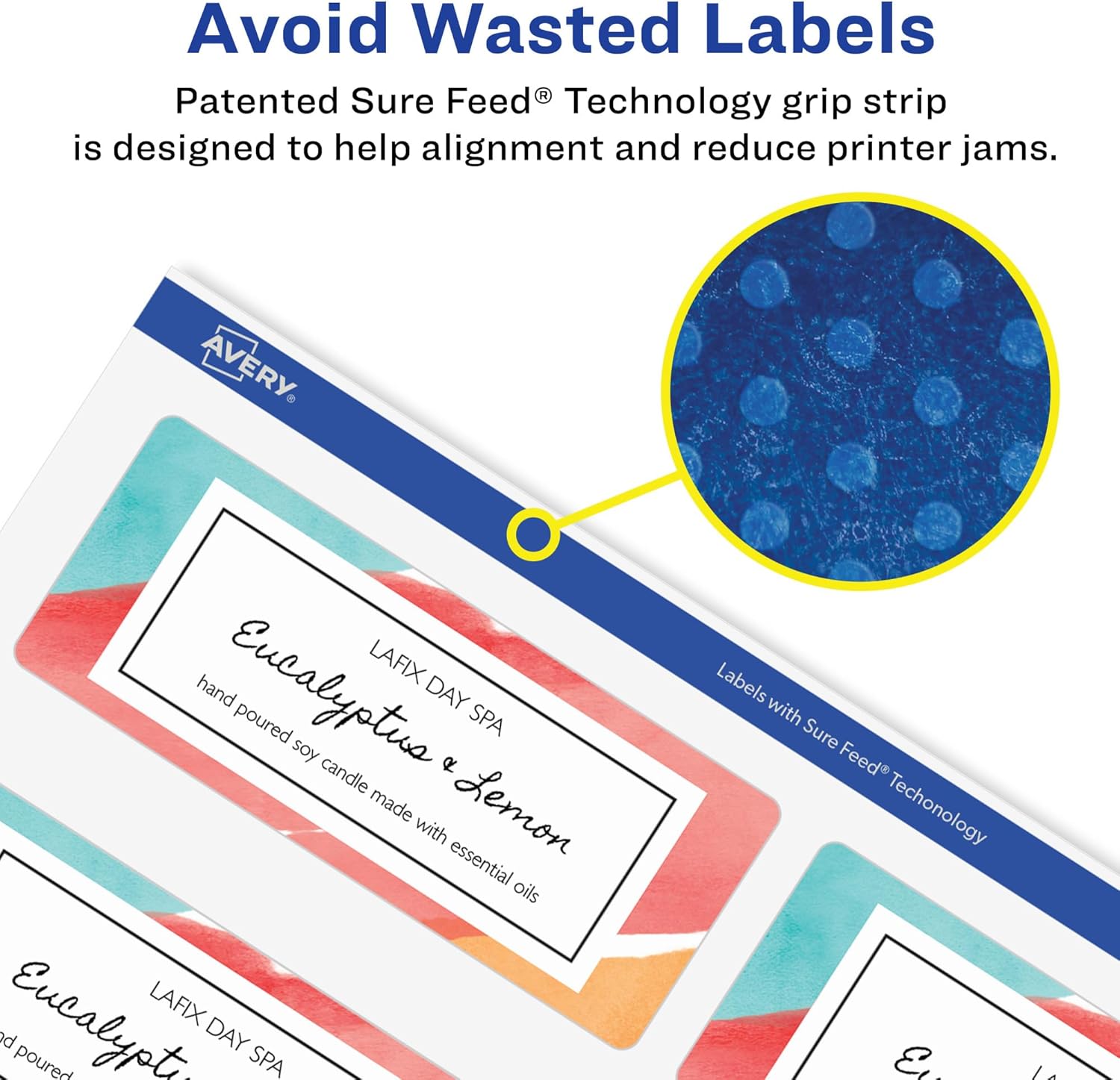 Avery Glossy Clear Rectangle Labels, Sure Feed Technology, 2" x 4", 100 Glossy Clear Labels