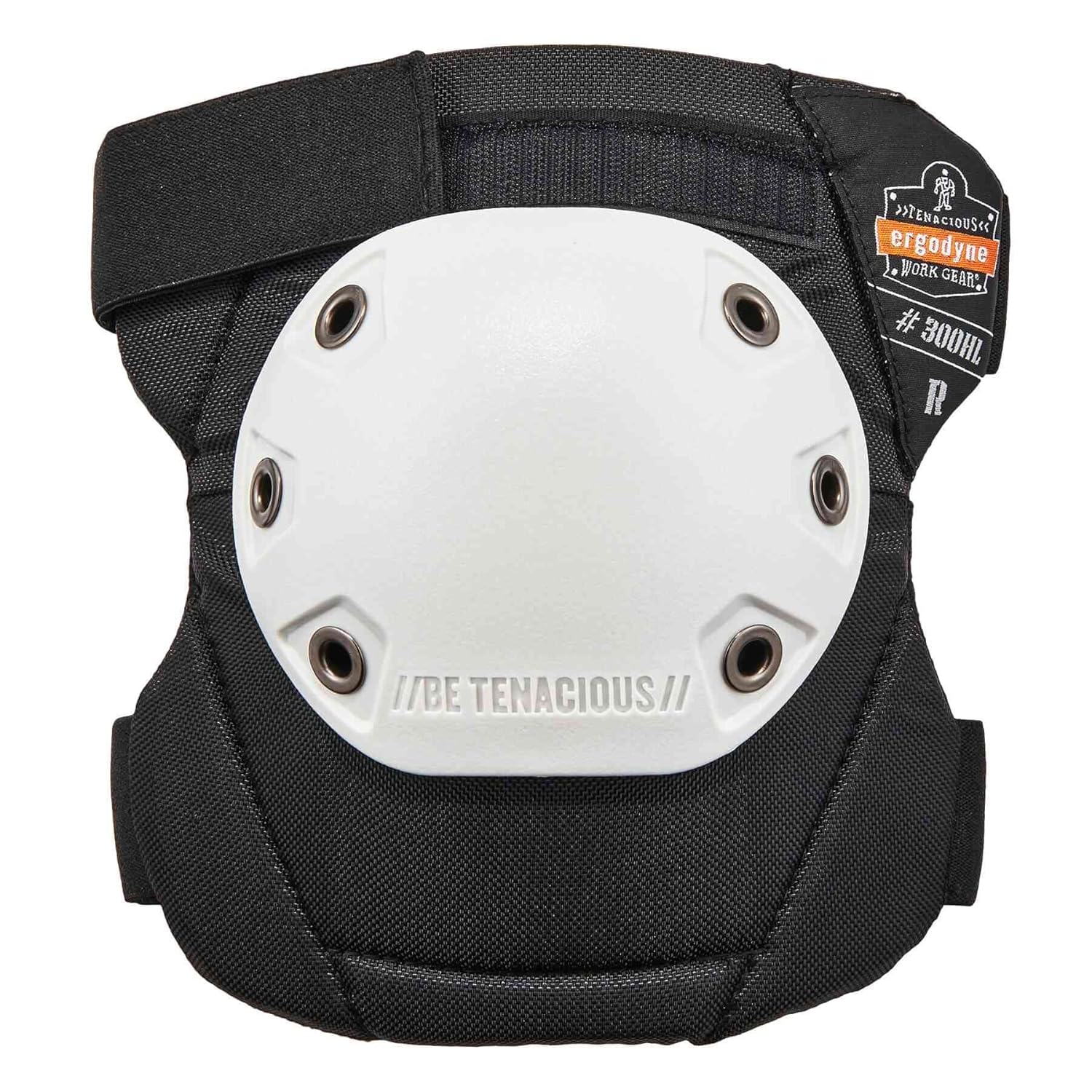Ergodyne ProFlex 300HL Rounded Cap Knee Pads, Hook & Loop Closure, White Cap