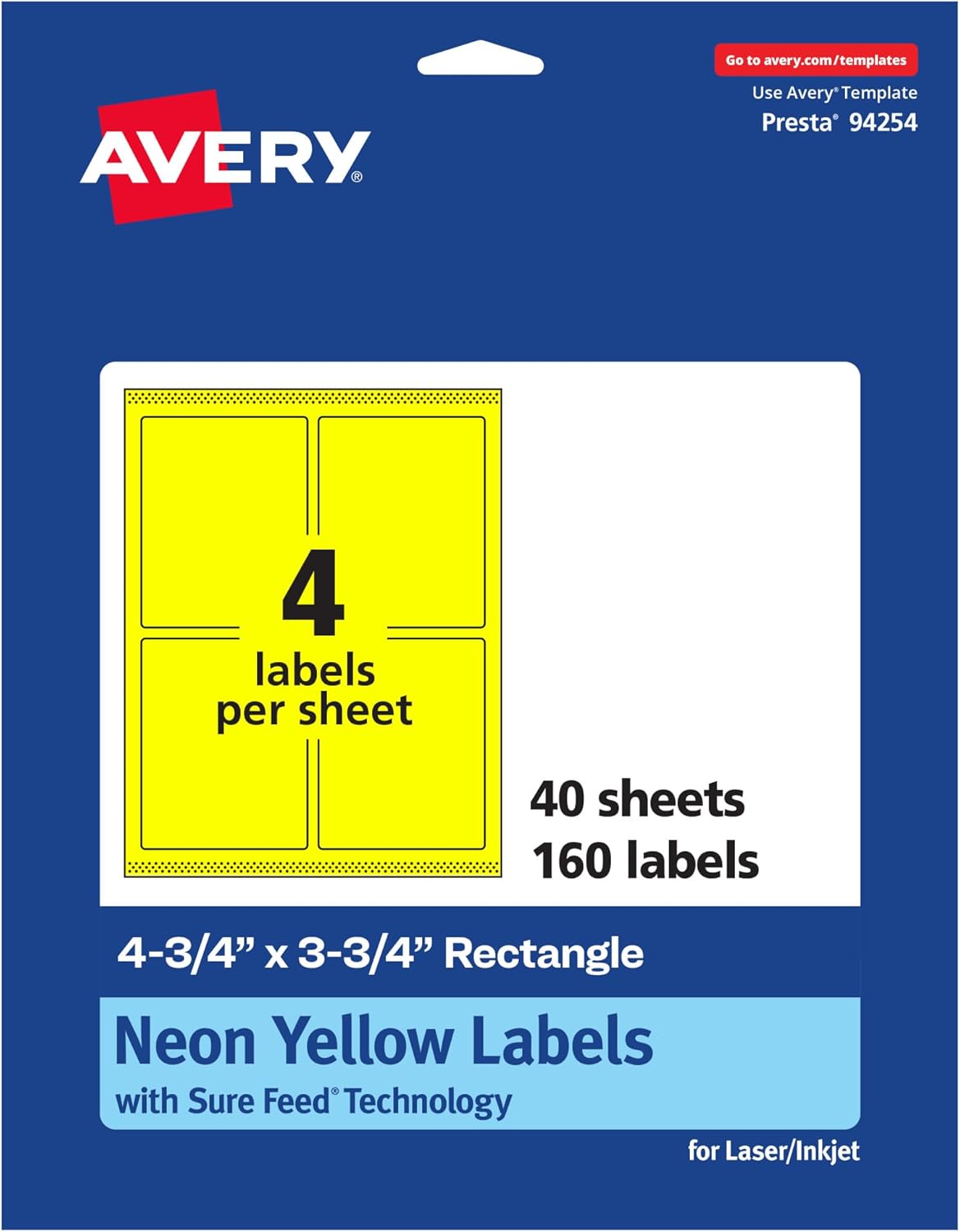 AVERY Printable Rectangle Labels, Sure Feed Technology