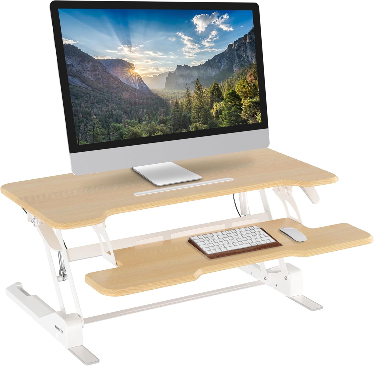 Mount-It! 38in Wide Height Adjustable Standing Desk Converter with Keyboard Tray