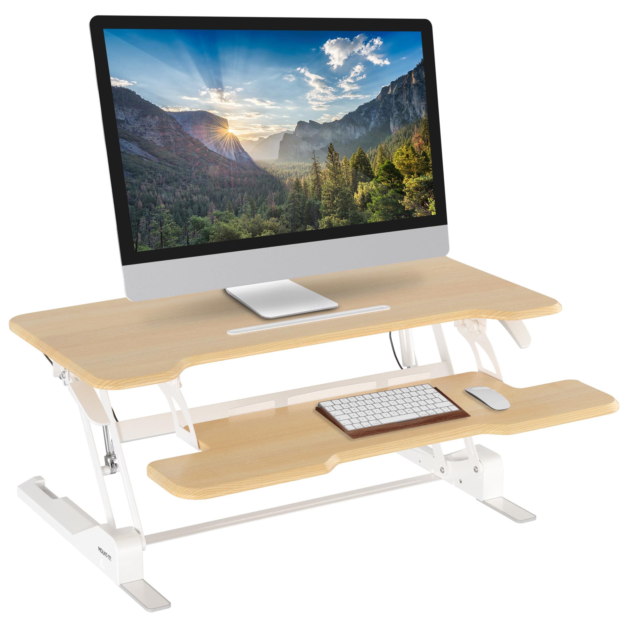 Mount-It! 38in Wide Height Adjustable Standing Desk Converter with Keyboard Tray