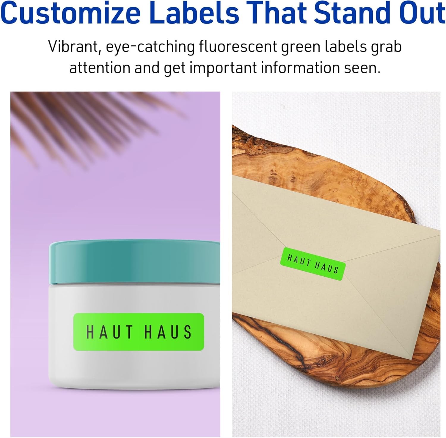Avery Printable Rectangle Labels, Sure Feed Technology, 1" x 1.5", Neon Green, Print-to-The-Edge, Laser/Inkjet Printable