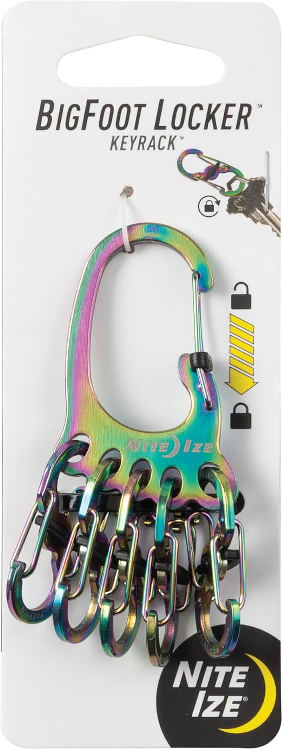Nite Ize BigFoot Locker KeyRack Stainless Steel Key Holder with S-Biner MicroLocks