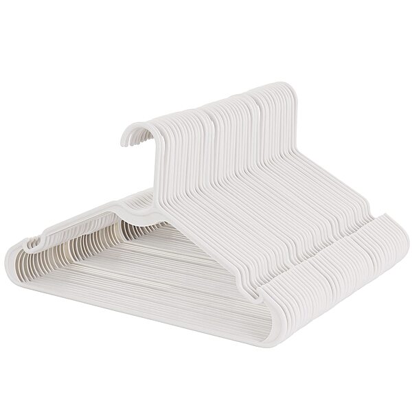 Elama Home 50 Piece Plastic Hanger Set with Notched Shoulders in White