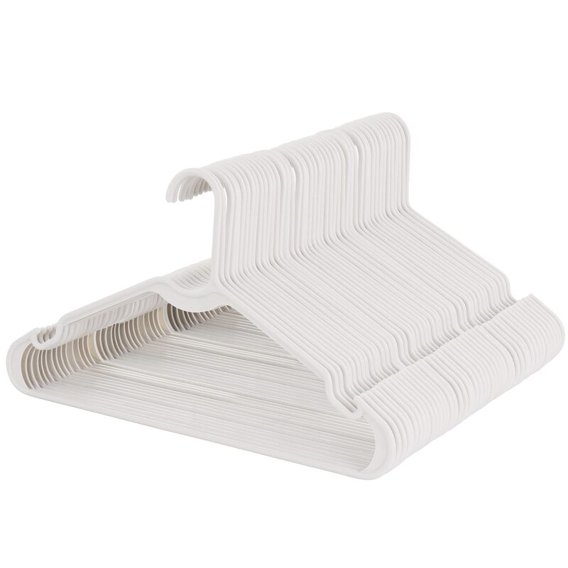 Elama Home 50 Piece Plastic Hanger Set with Notched Shoulders in White