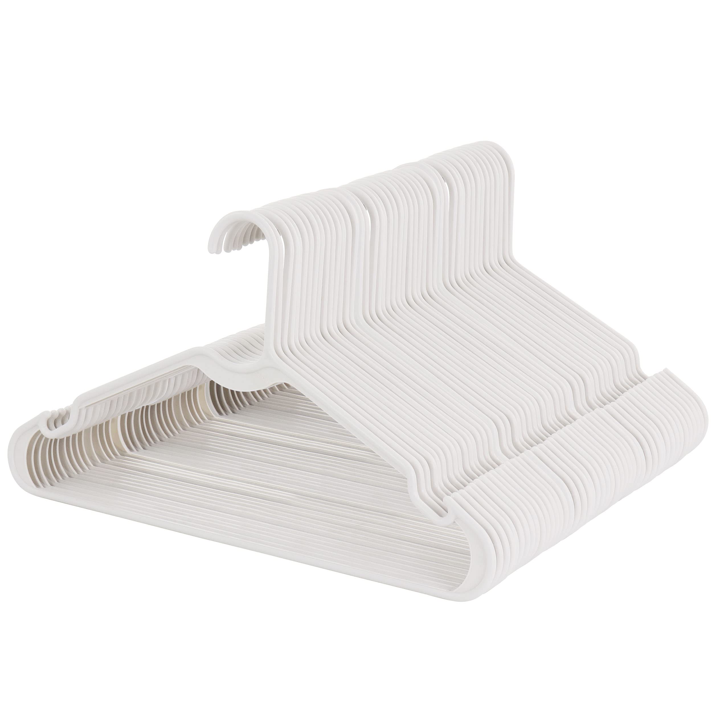 Elama Home 50 Piece Plastic Hanger Set with Notched Shoulders in White