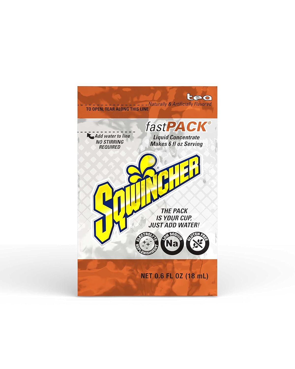 Sqwincher Fast Pack Liquid Concentrate | Tea Flavored | Low Calorie | Low Sodium | Electrolyte Replenishment Hydration Drink