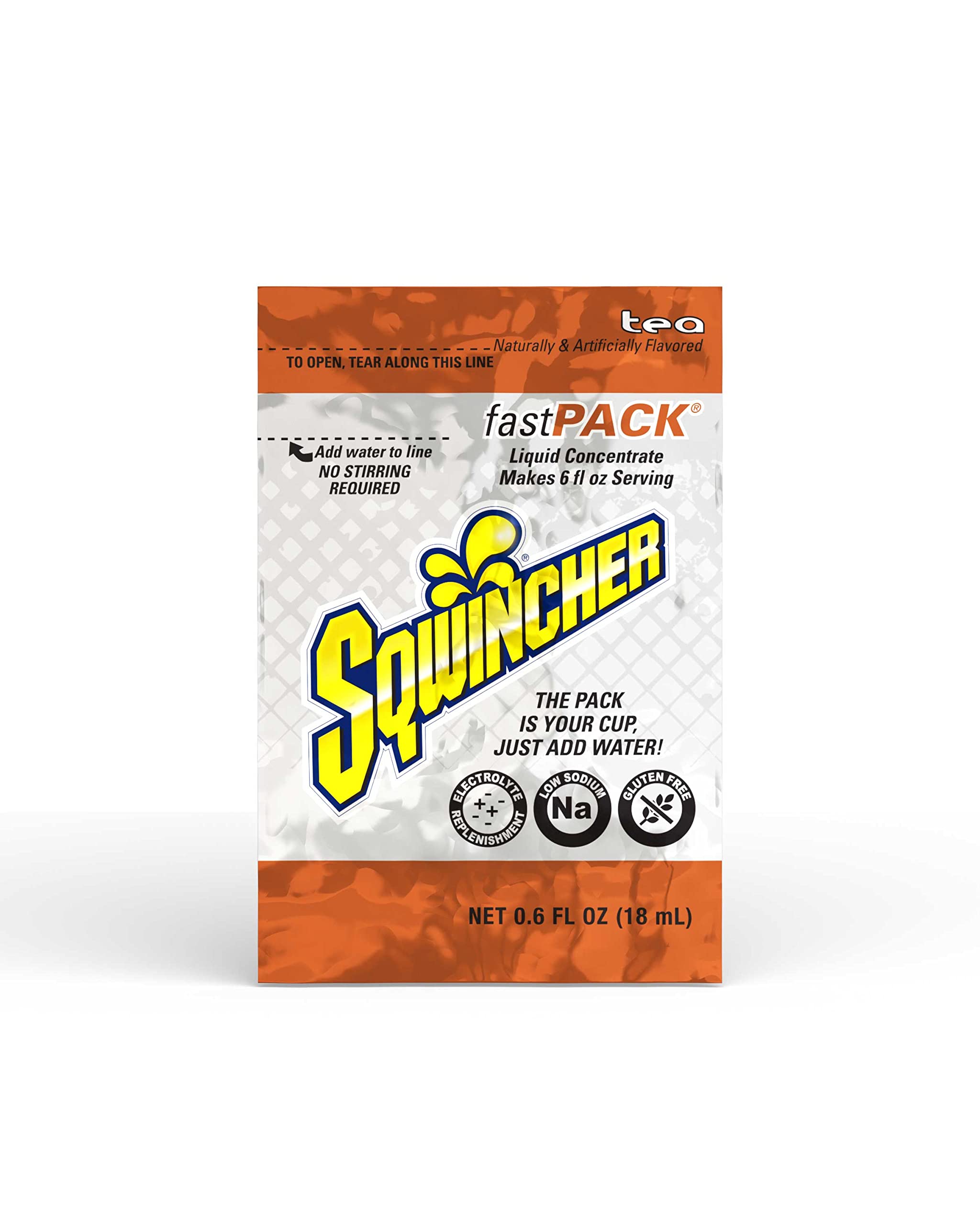 Sqwincher Fast Pack Liquid Concentrate | Tea Flavored | Low Calorie | Low Sodium | Electrolyte Replenishment Hydration Drink