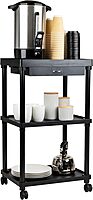 Mind Reader Bar Cart, Rolling, Utility Cart, 3-Tier, Coffee Cart, Bathroom, Kitchen, Plastic, 20"L x 15"W x 34.5"H, Black