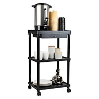 Mind Reader Bar Cart, Rolling, Utility Cart, 3-Tier, Coffee Cart, Bathroom, Kitchen, Plastic, 20"L x 15"W x 34.5"H, Black