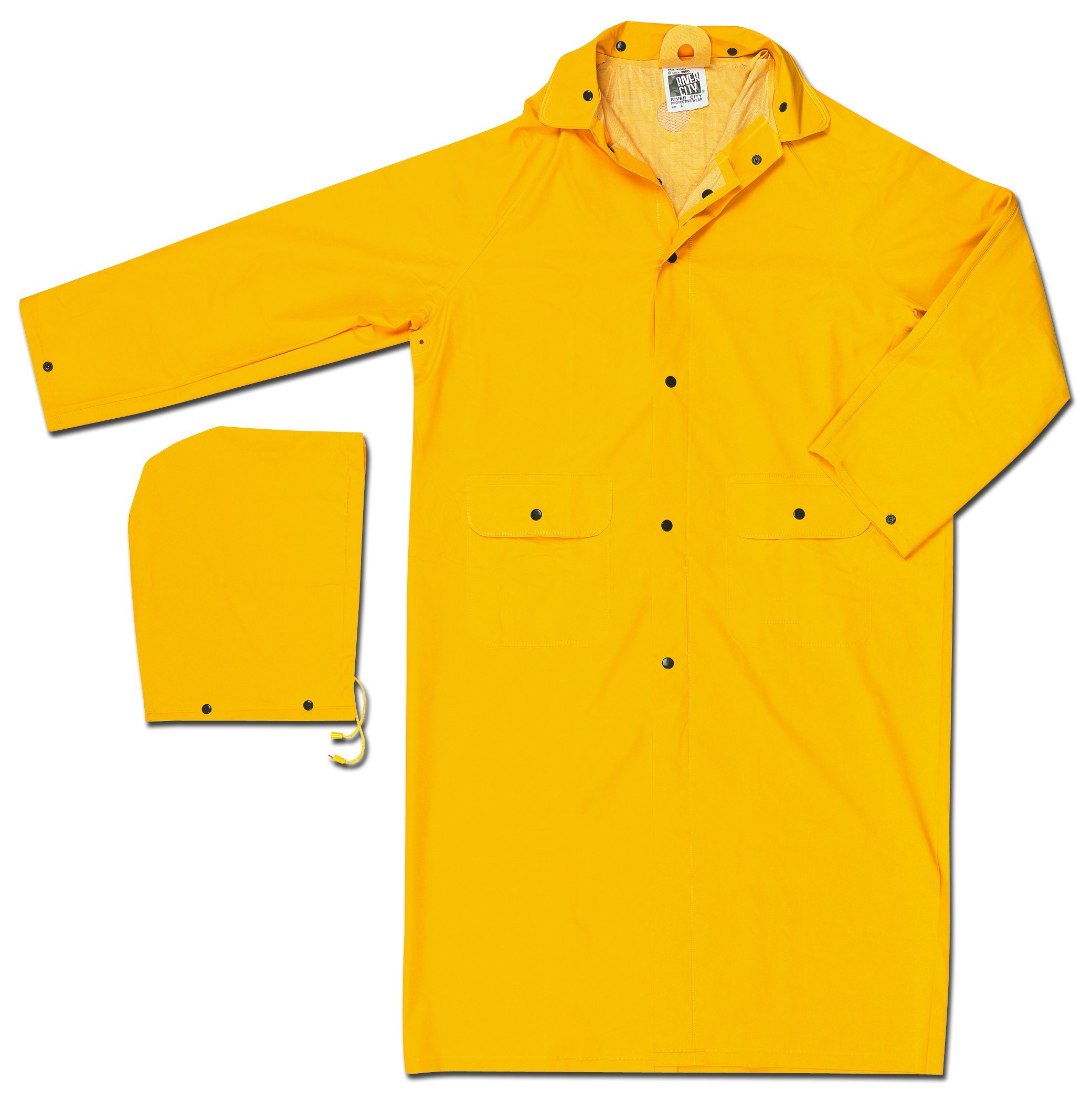 MAGID MCR Safety 200CX2 49-Inch Classic PVC/Polyester Coat with Detachable Hood, Yellow, 2X-Large
