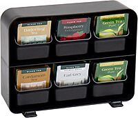 Mind Reader Tea Bag Organizer, Tea Station Organizer, Countertop Storage, Kitchen, Plastic, 10.25 x 3.25 x 7.75 inches, Black