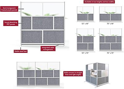 Luxor Modular Room Divider Wall System Add-On Wall