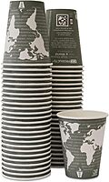 Eco-Products World Art Renewable/Compostable Hot Cups, 12 oz, Gray, 50/Pack
