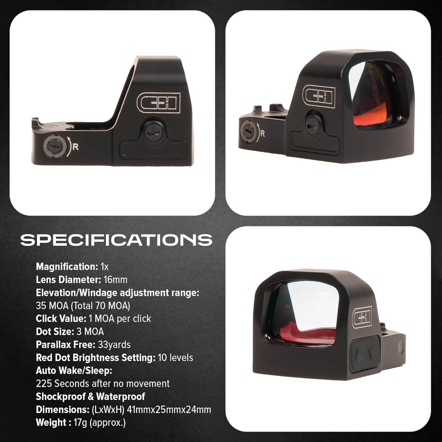 C+H EDC RMSc-Compatible Micro Red Dot Reflex Sight for Pistol