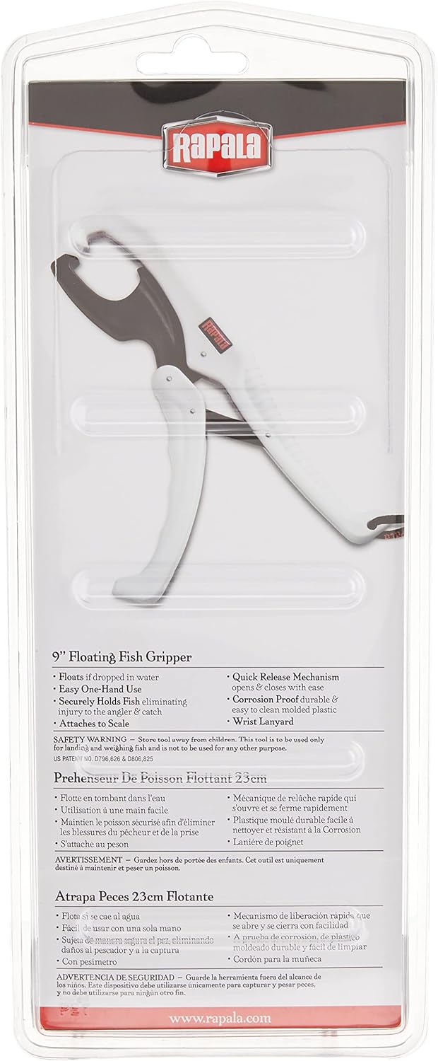 Rapala 9" Floating Fish Gripper 9", White/Black Fishing Line