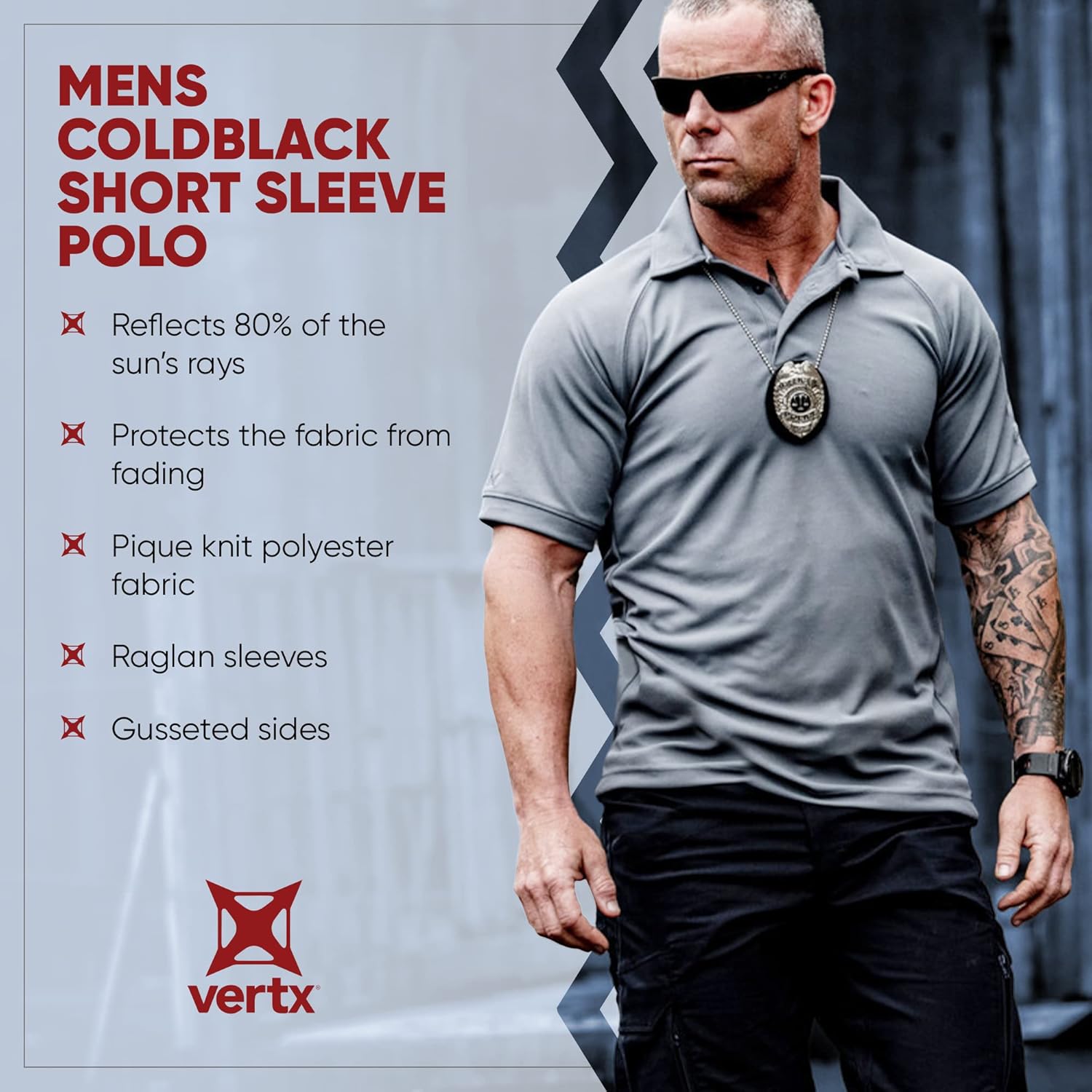 VERTX Men's Tactical Polo Shirt with Coldblack Technology