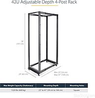 StarTech.com 4-Post Mobile Open Frame 19in Server Rack