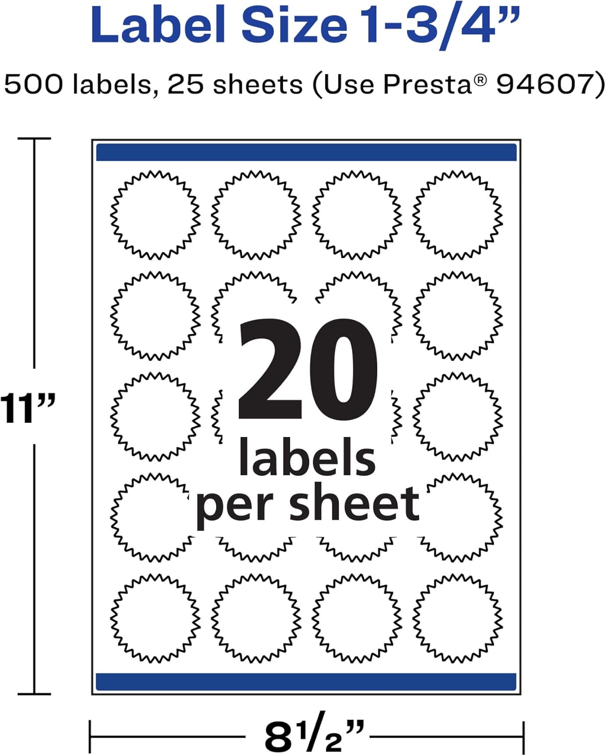 AVERY Durable Waterproof Starburst Labels, Sure Feed Technology, 1.75"