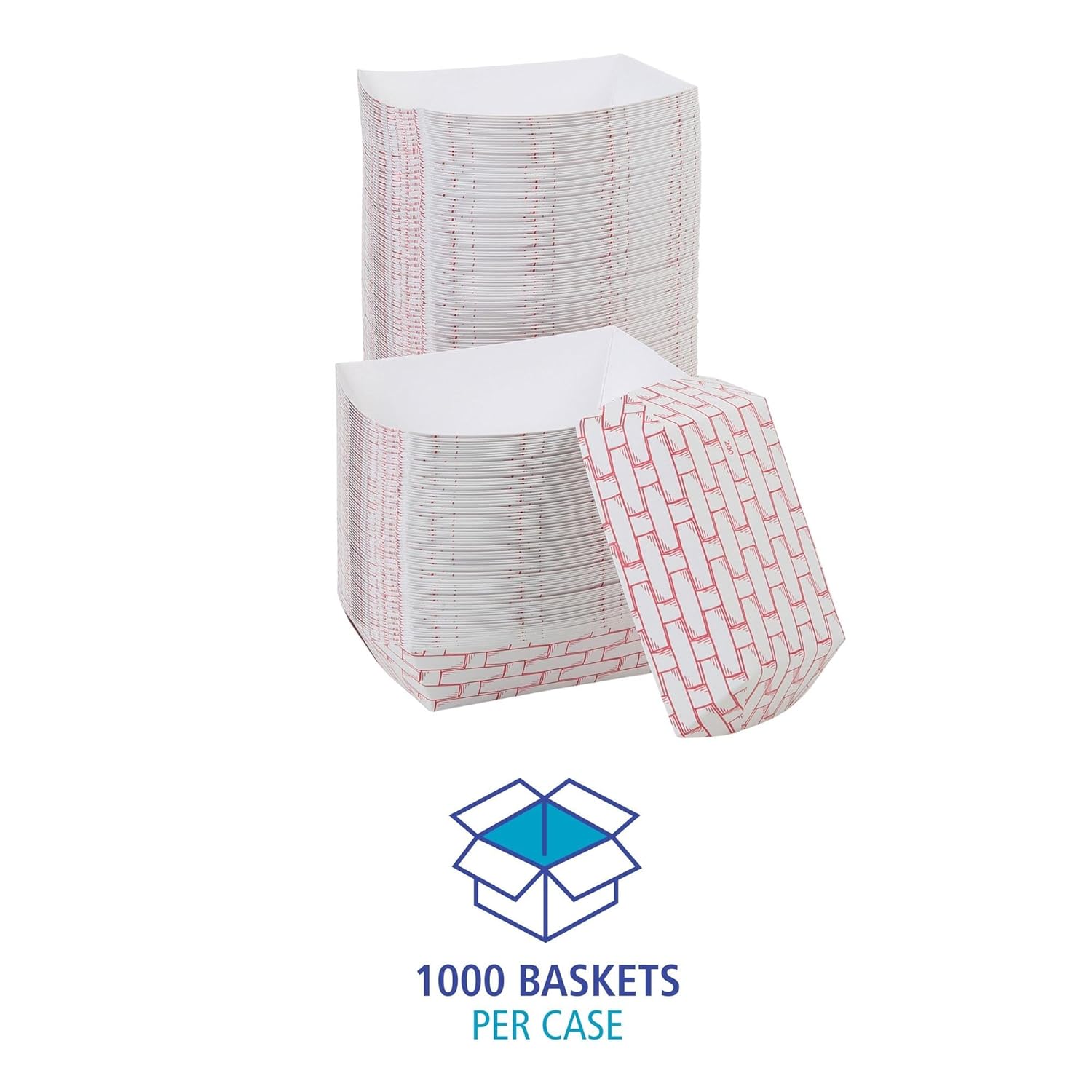 Boardwalk 30LAG200 Paper Food Baskets, 2lb Capacity, Red/White (Case of 1000)
