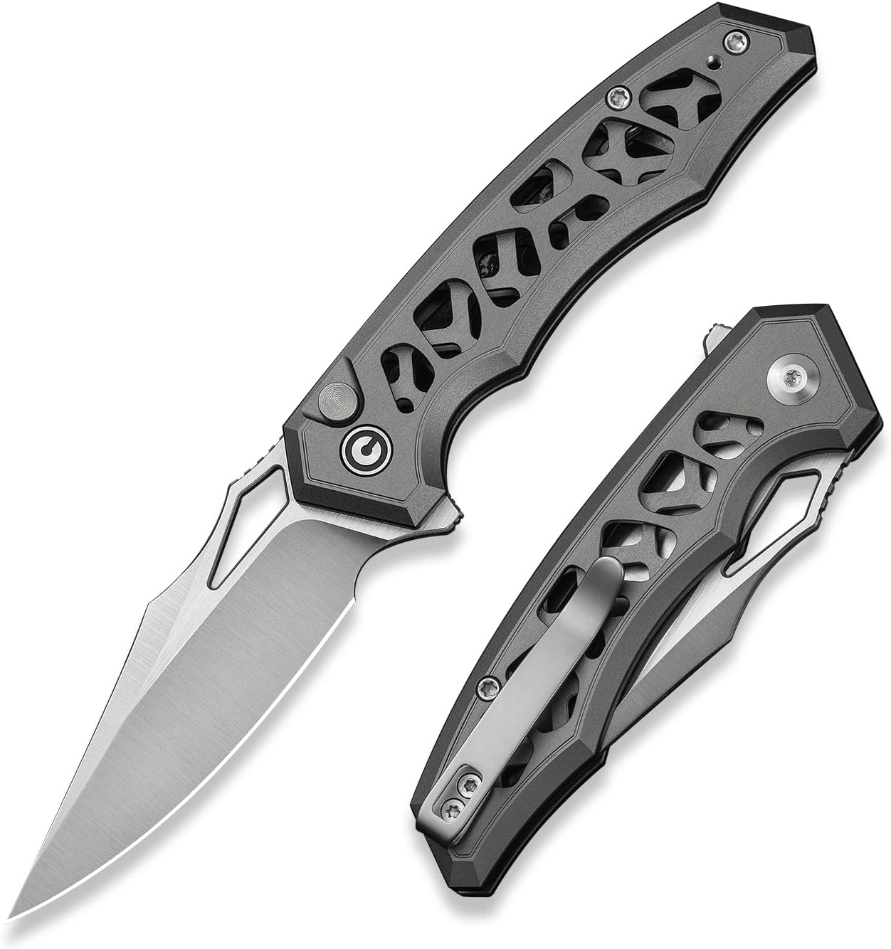CIVIVI Anaaki Folding Pocket Knife 2.98\" Nitro-V Blade Aluminum Skeletonized Handle