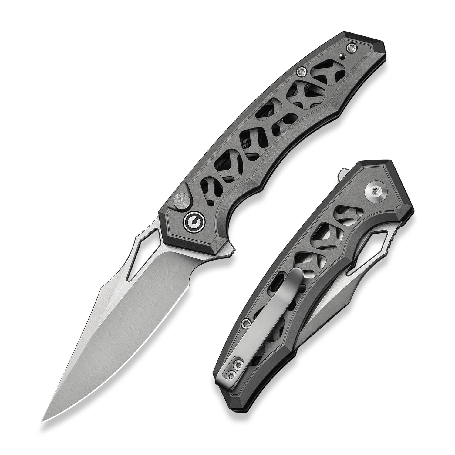 CIVIVI Anaaki Folding Pocket Knife 2.98\" Nitro-V Blade Aluminum Skeletonized Handle