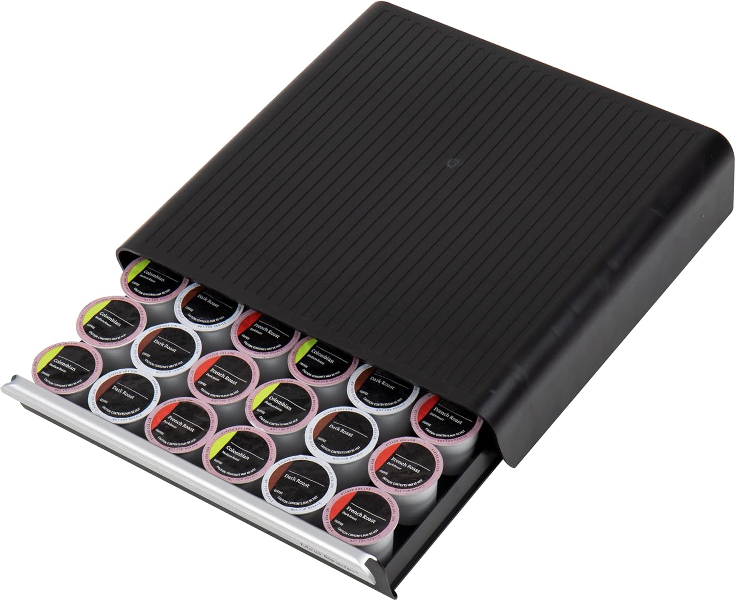 Mind Reader Single Serve Coffee Pod Drawer, 36 Pod Capacity, Countertop Organizer, Breakroom, 12.75"L x 13"W x 3"H, Black