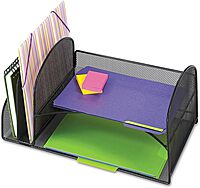 Safco 3264BL Onyx Mesh Desktop Organizer with 2 Vertical, 2 Horizontal Sections, Black