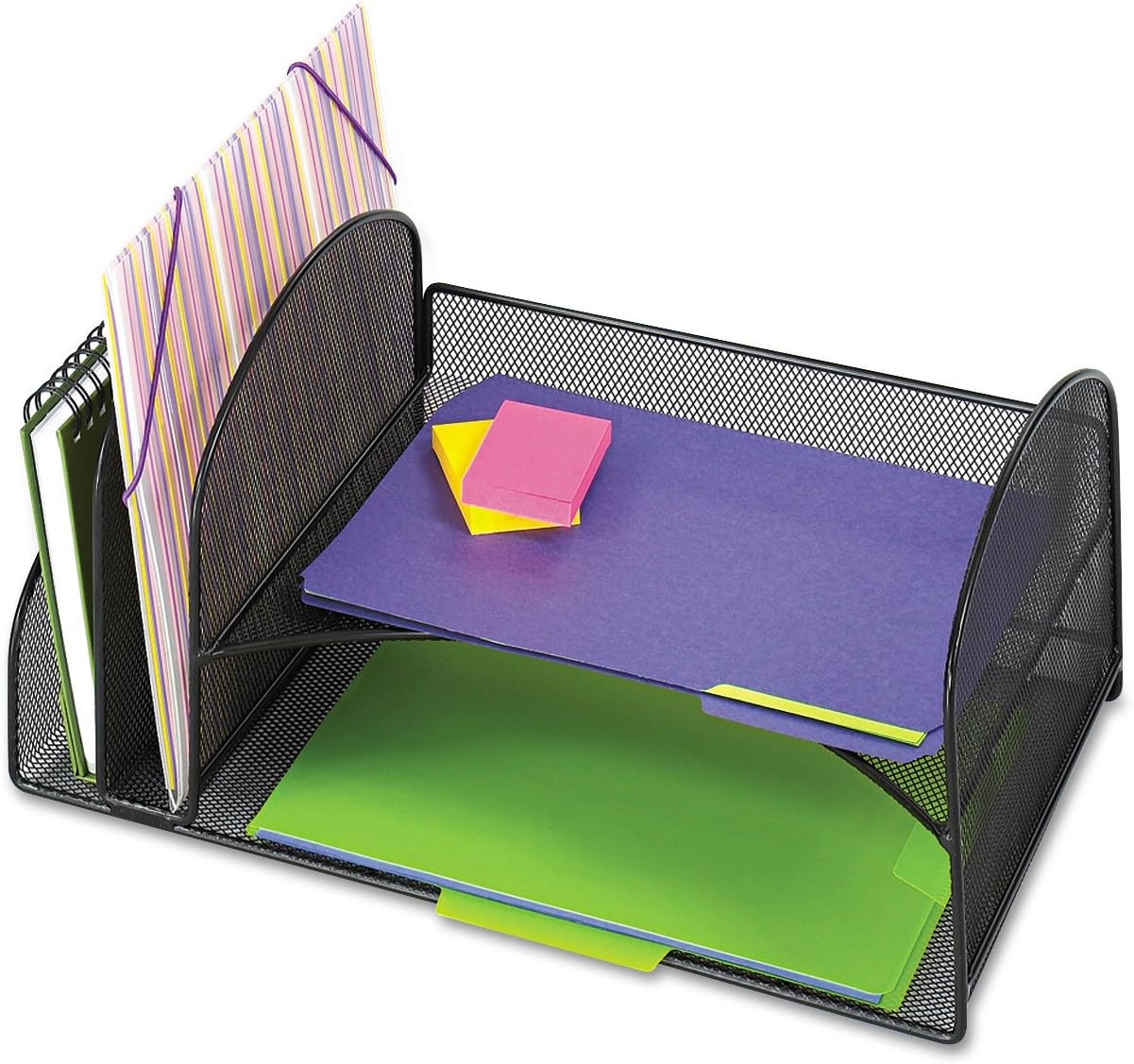 Safco 3264BL Onyx Mesh Desktop Organizer with 2 Vertical, 2 Horizontal Sections, Black