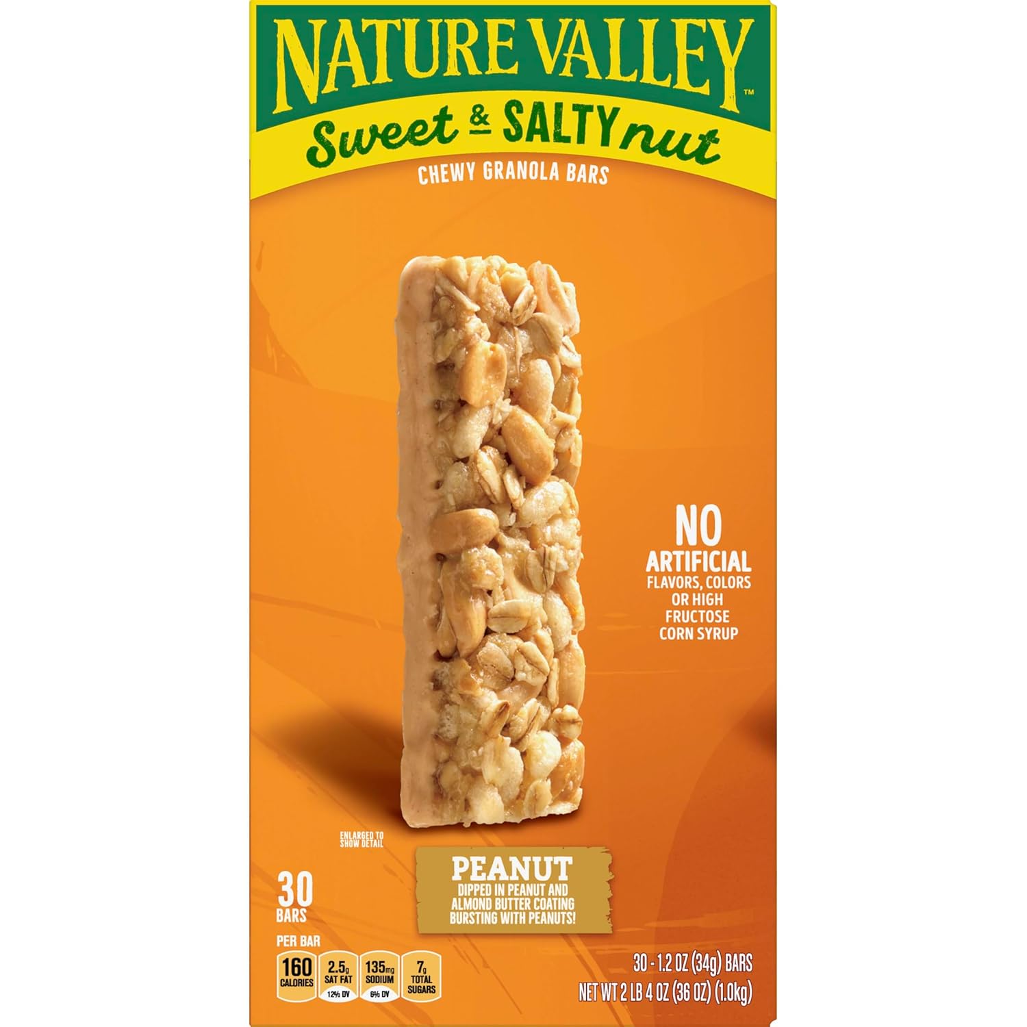 Nature Valley Sweet and Salty Granola Bars, Peanut, 30 Bars, 36 OZ Peanut 30 Count (Pack of 1)