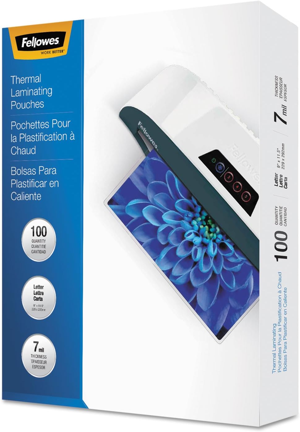 Fellowes Clear Laminating Pouches, 9in x 11 1/2in, 7 Mil Thickness, Glossy, Pack Of 100
